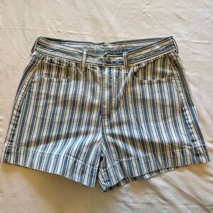 American Eagle Outfitters Blue and White Denim Striped Women’s Shorts